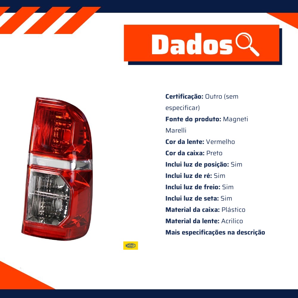 Lanterna Direita para Toyota Hilux - Magneti Marelli - IMM1811007