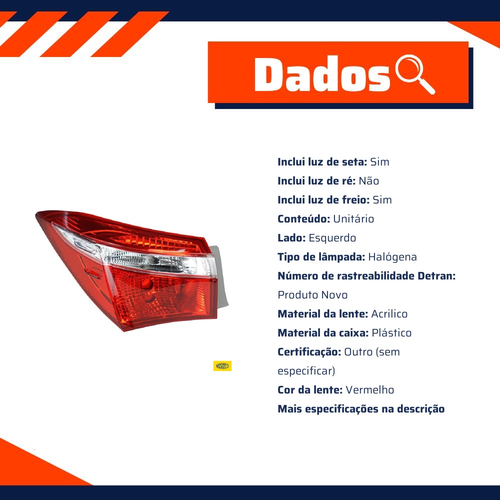 Lanterna Esquerda Fixa para Toyota Corolla - Magneti Marelli - IMM1812006