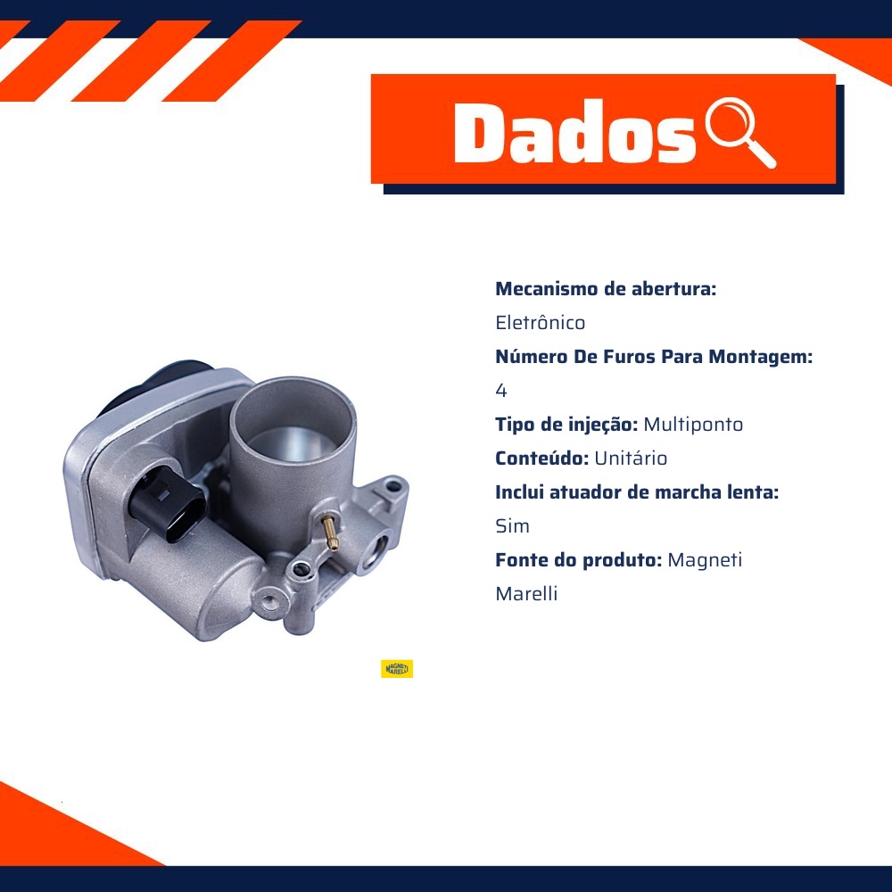 Corpo de Borboleta para Volkswagen FOX e Gol - Magneti Marelli - CBMM44R004