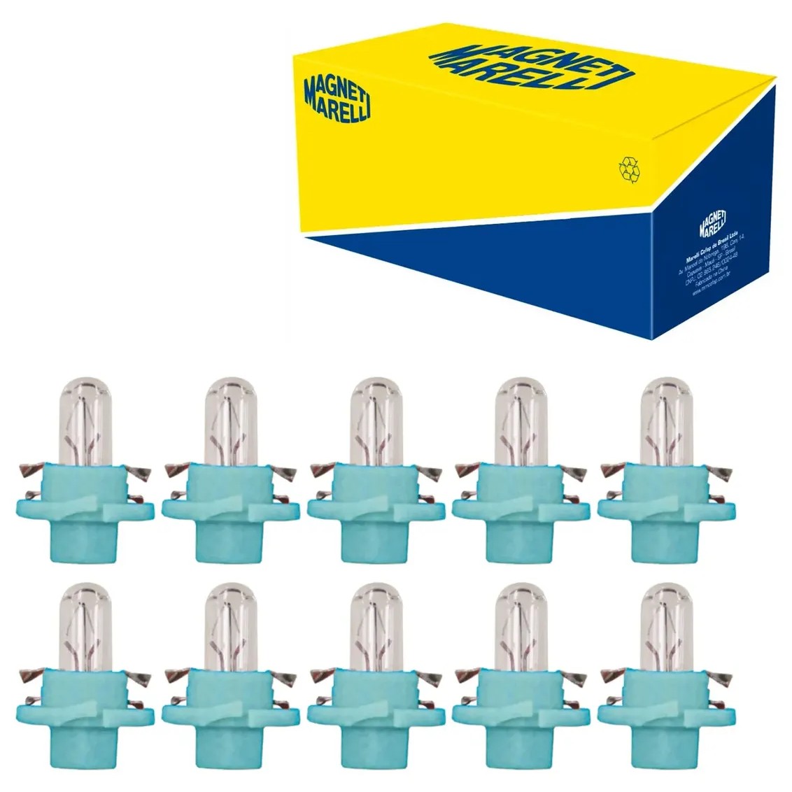 10 Lâmpadas Luz Do Painel / 12V 1,2W B8.4D 12.5 Azul Standard Pinguinho - Magneti Marelli - LMM2351MF6