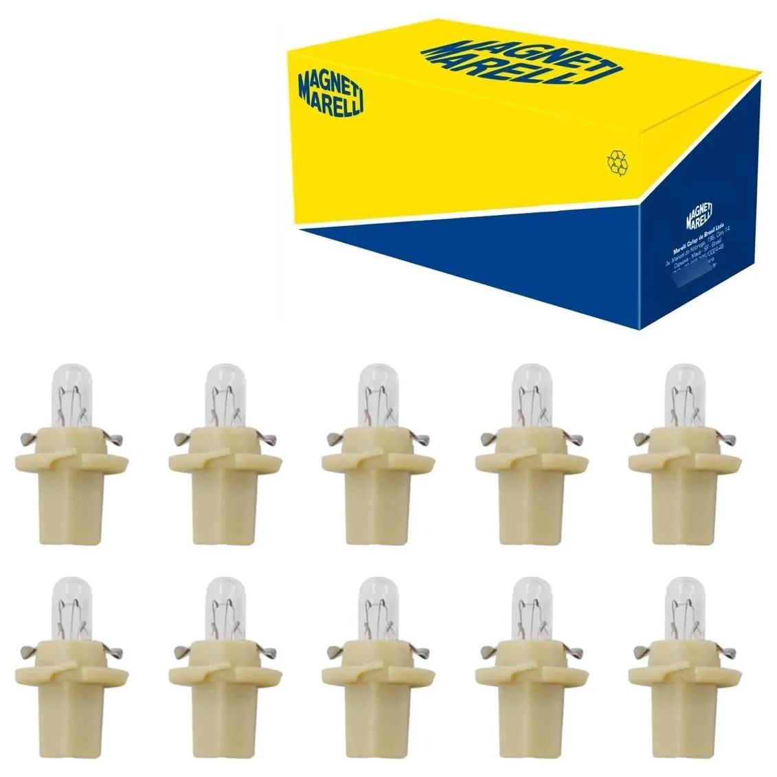 10 Lâmpadas Luz Do Painel / 12V 1,5W B8.5D Bege Standard Pinguinho - Magneti Marelli - LMM2752MF