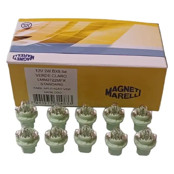 10 Lâmpadas Luz Do Painel / 12V 2W Bx8.5D Verde Claro Standard Pinguinho - Magneti Marelli - LMM2722MFX