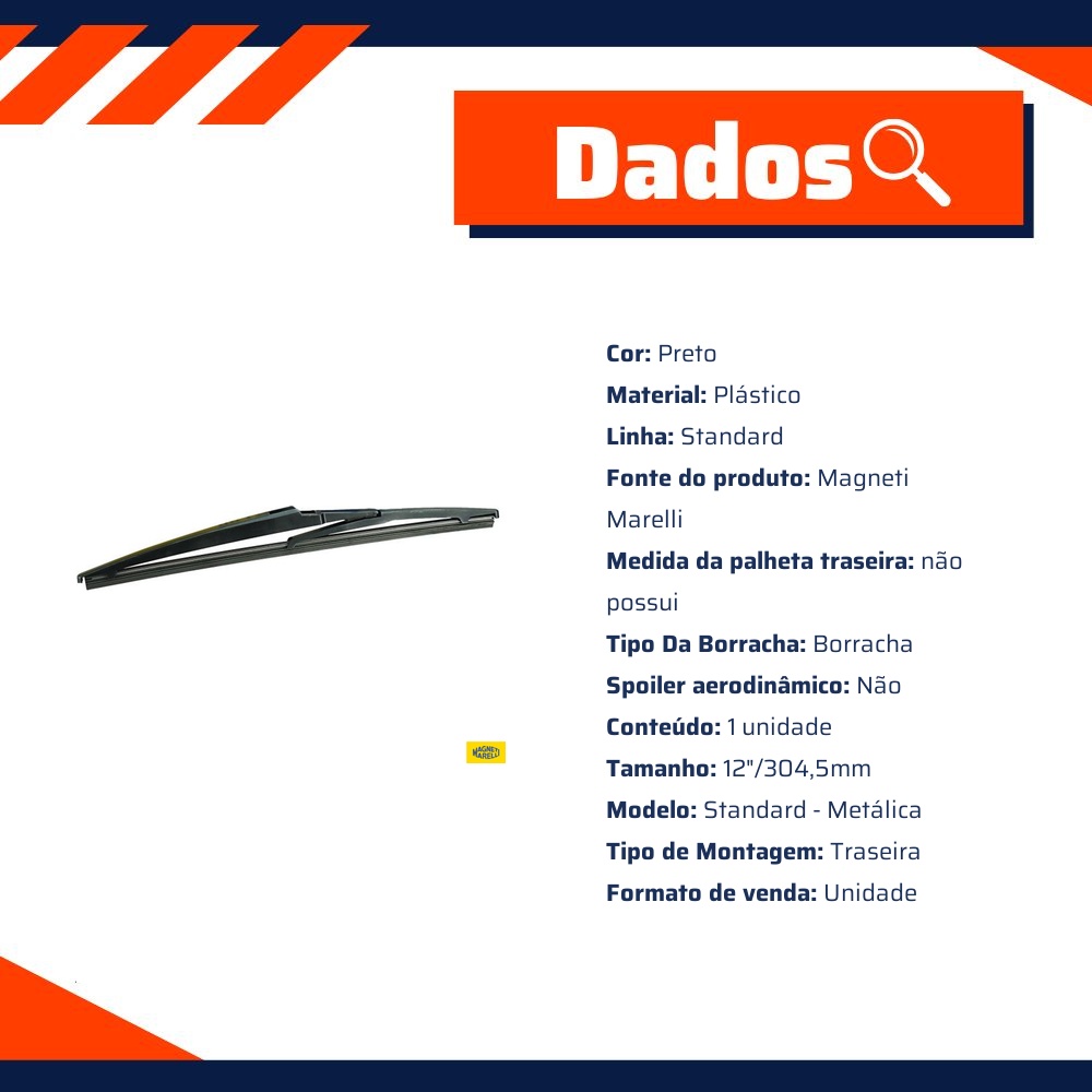Palheta Traseira Standard 12"/304,5Mm Metálica Carenada - Magneti Marelli - PMM12.2T