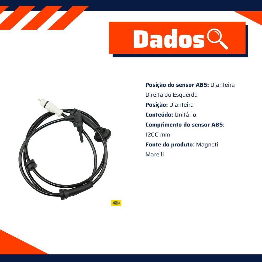 Sensor Abs Da Roda Dianteira - Magneti Marelli - ABSMM360-DD/DE