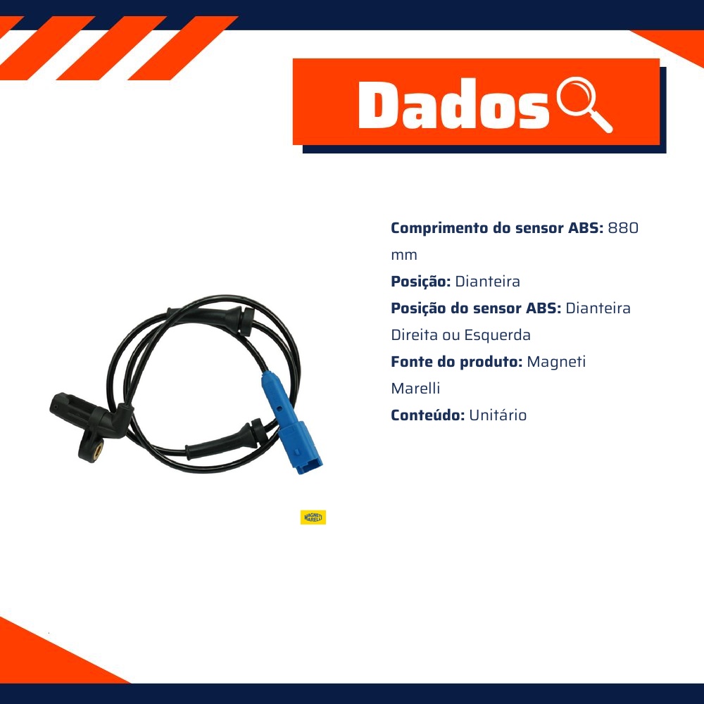 Sensor Abs Da Roda Dianteira - Magneti Marelli - ABSMM510-DD/DE