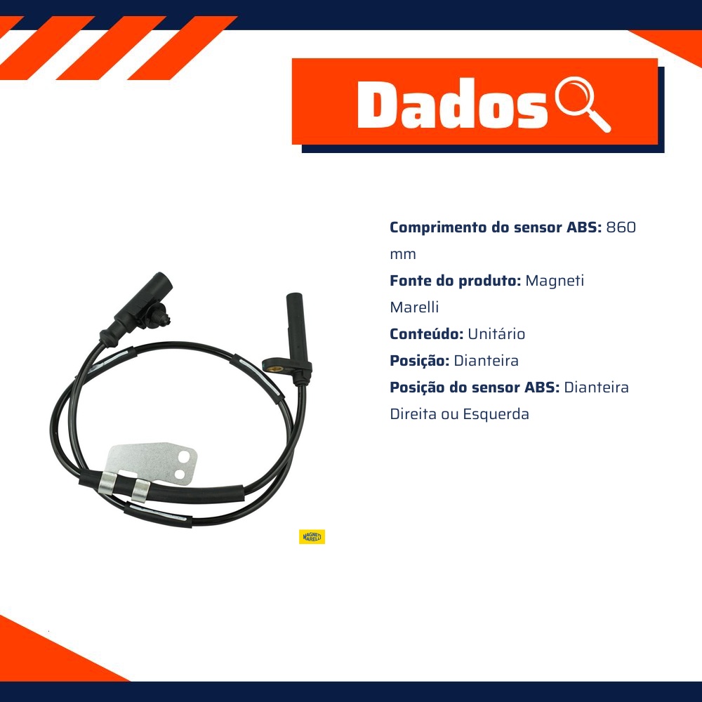 Sensor ABS da Roda Dianteira para Chevrolet S10 - Magneti Marelli - ABSMM300-DD/DE
