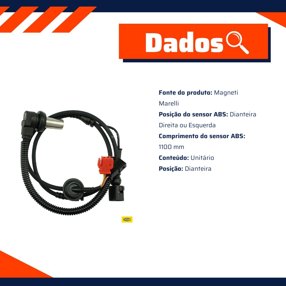 Sensor Abs Da Roda Dianteira - Magneti Marelli - ABSMM400-DD/DE
