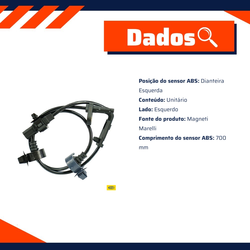 Sensor ABS da Roda Dianteira Esquerda para Honda Civic - Magneti Marelli - ABSMM490-DE