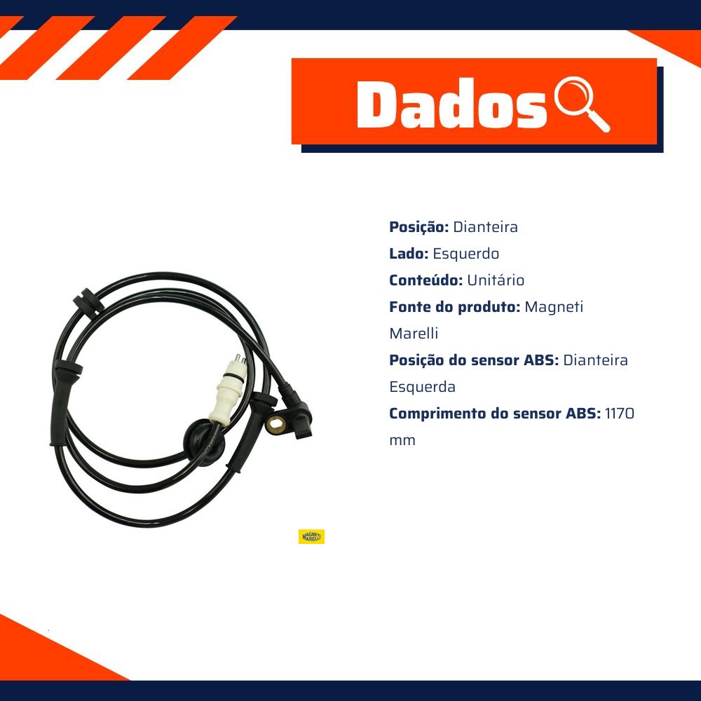 Sensor Abs Da Roda Dianteira Esquerda - Magneti Marelli - ABSMM160-DE