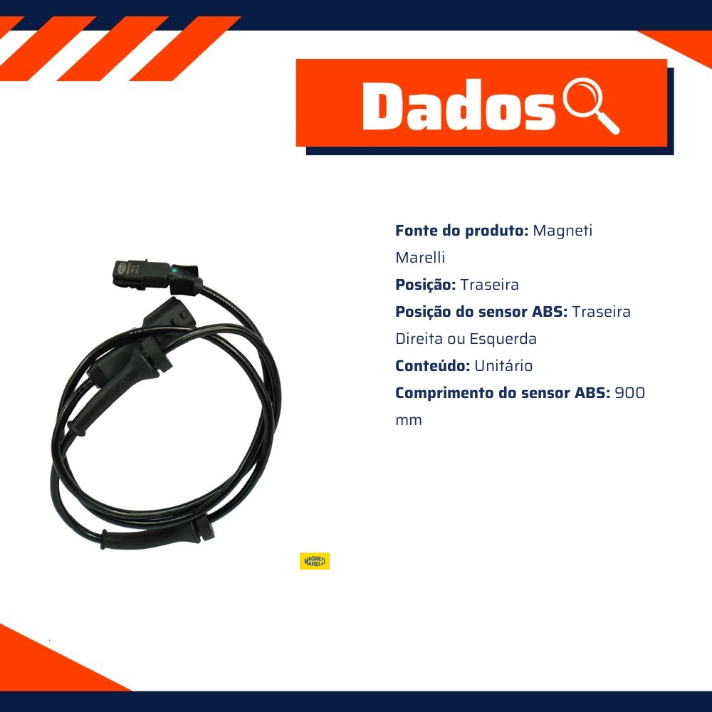 Sensor ABS da Roda Traseira para Renault Megane - Magneti Marelli - ABSMM550-TD/TE