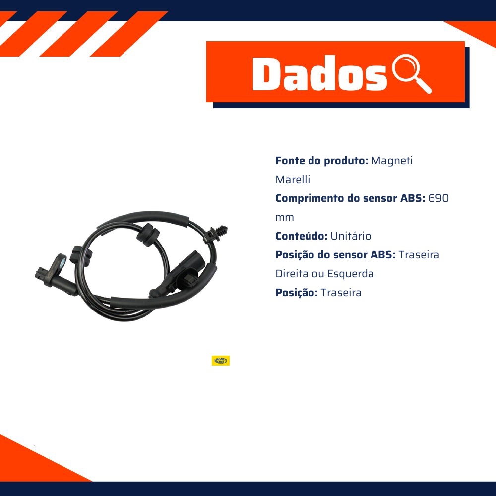 Sensor Abs Da Roda Traseira - Magneti Marelli - ABSMM260-TD/TE