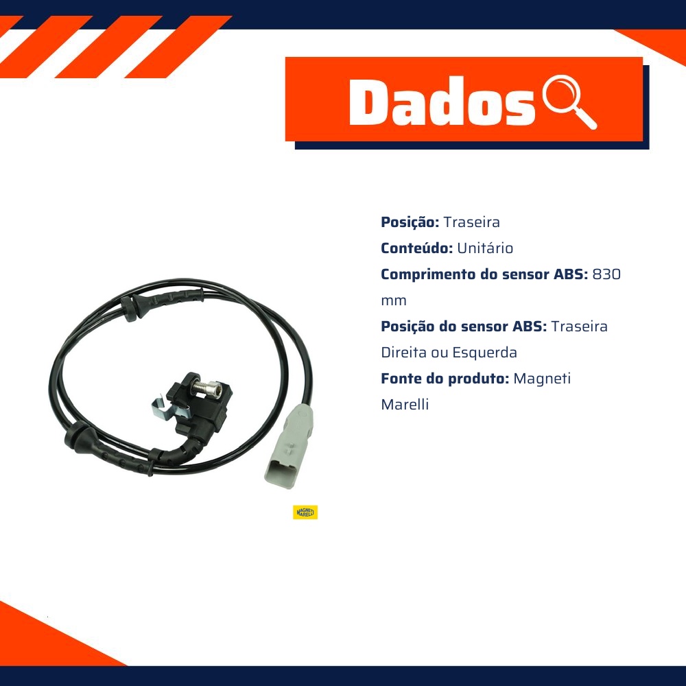 Sensor Abs Da Roda Traseira - Magneti Marelli - ABSMM480-TD/TE