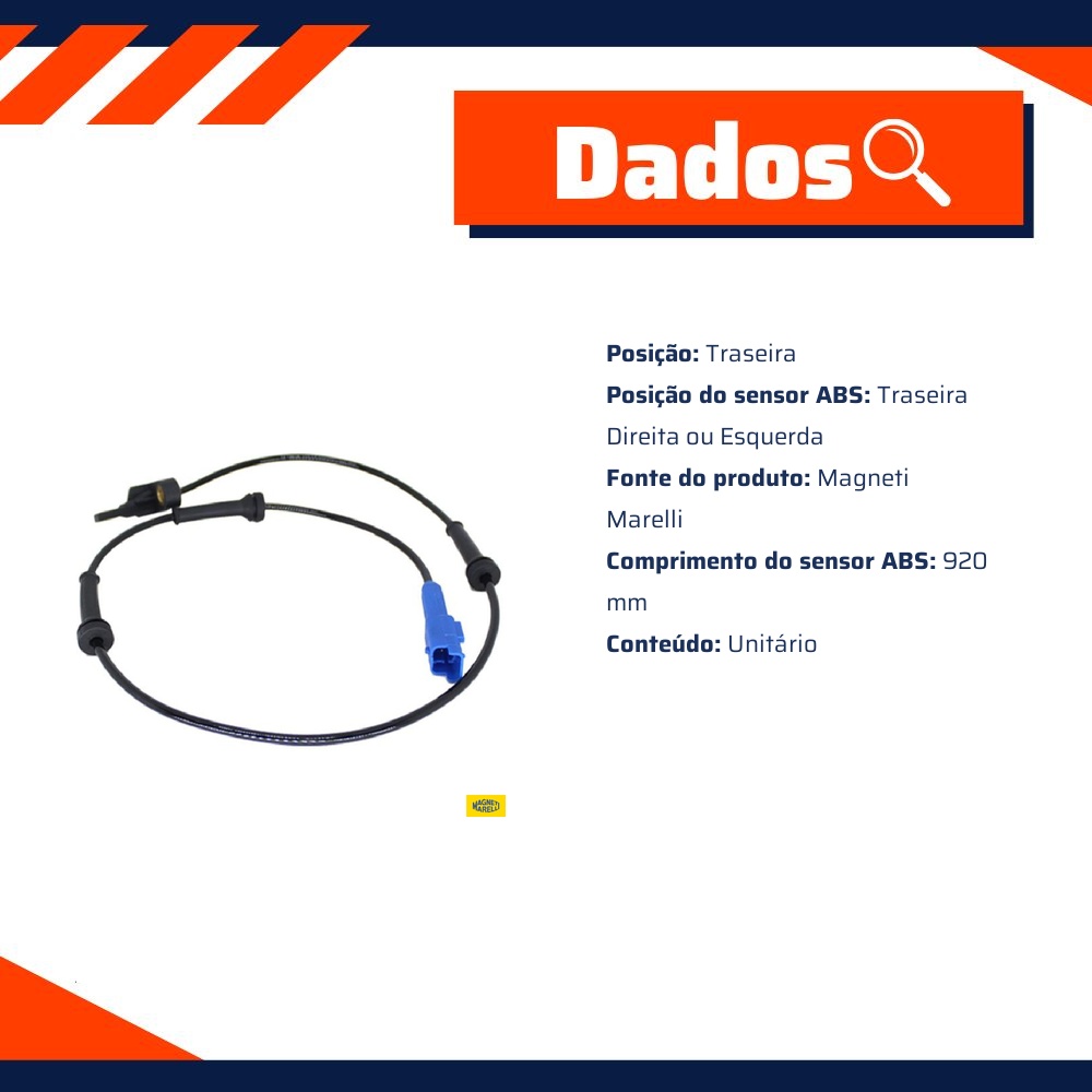 Sensor Abs Da Roda Traseira - Magneti Marelli - ABSMM510-TD/TE