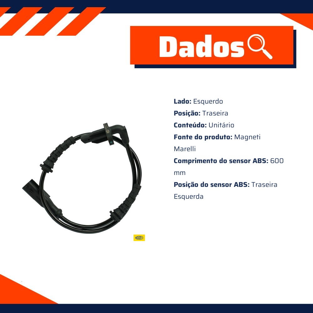 Sensor Abs Da Roda Traseira Esquerda - Magneti Marelli - ABSMM670-TE