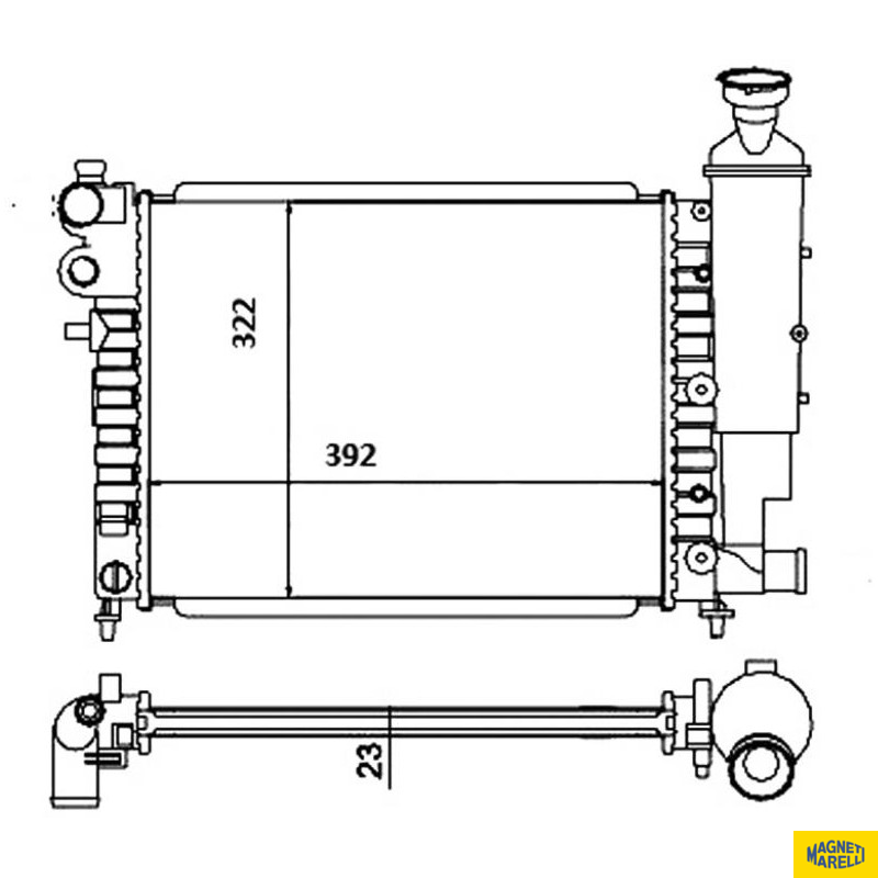Radiador de Água para Peugeot 106 - Magneti Marelli - RMM1059RPE
