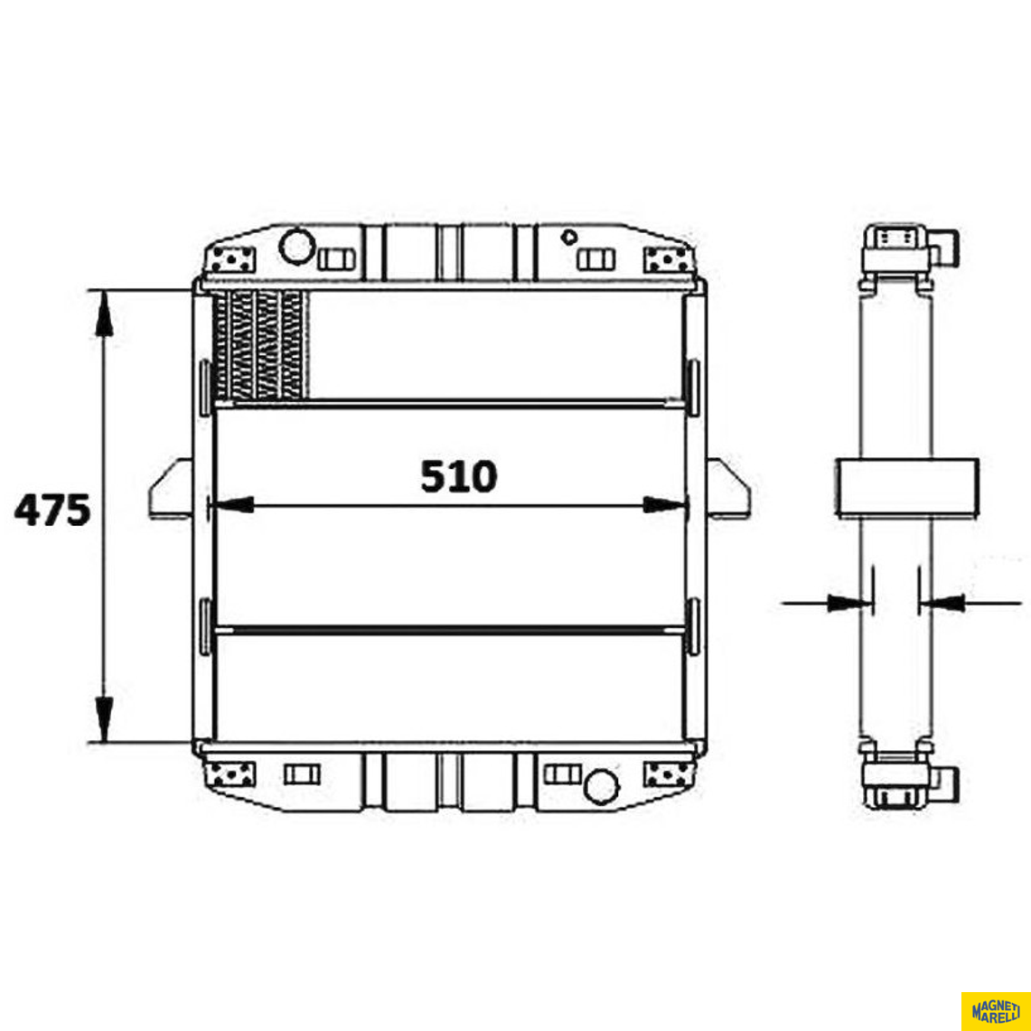 Radiador de Água para Mercedes-Benz 912 e LO-812 - Magneti Marelli - RMM1017NMB
