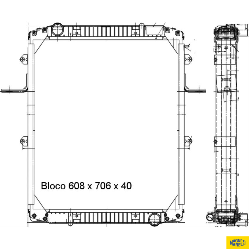 Radiador de Água para Ford Cargo 1317 E e Cargo 1517 E - Magneti Marelli - RMMZ9843001