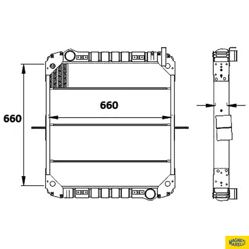 Radiador de Água para Mercedes-Benz OF-1318 e OF-1620 - Magneti Marelli - RMM1027NMB