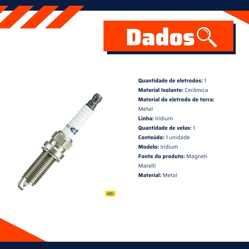 Vela de Ignição Iridium - Magneti Marelli - LD6RTIPMM-11