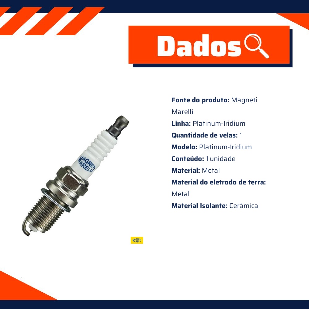 Vela de Ignição Platinum-Iridium - Magneti Marelli - K6RTIPMM-11