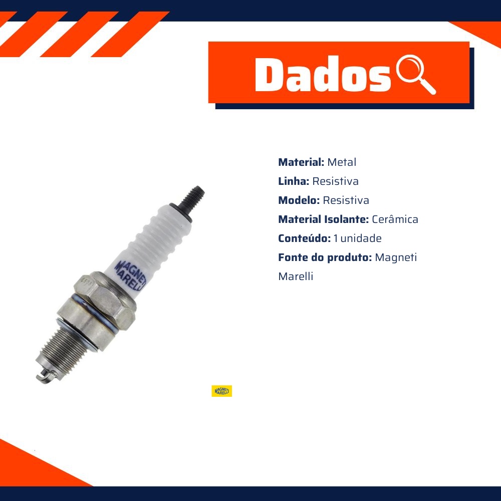 Vela de Ignição Resistiva - Magneti Marelli - AR7CMM