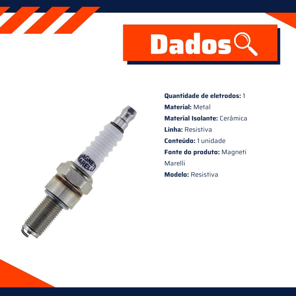Vela de Ignição Resistiva - Magneti Marelli - BR7CMM