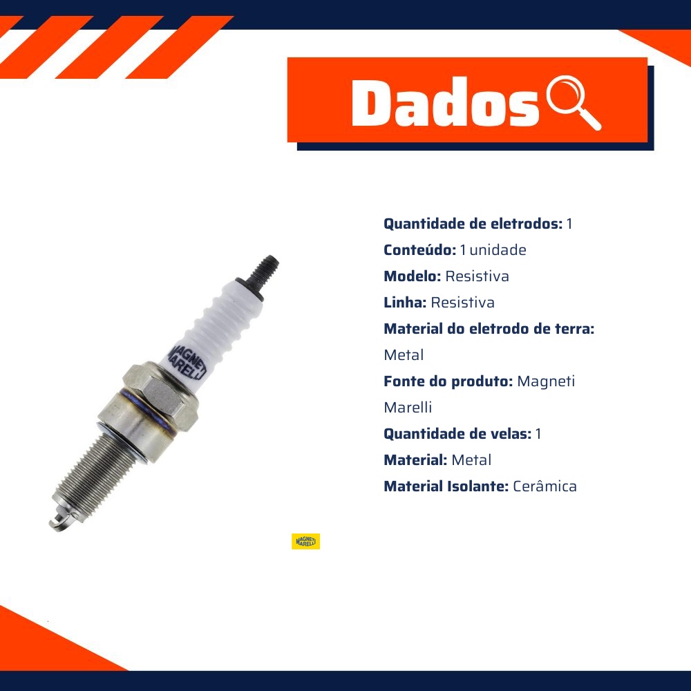 Vela de Ignição Resistiva - Magneti Marelli - BR6TCMM-9