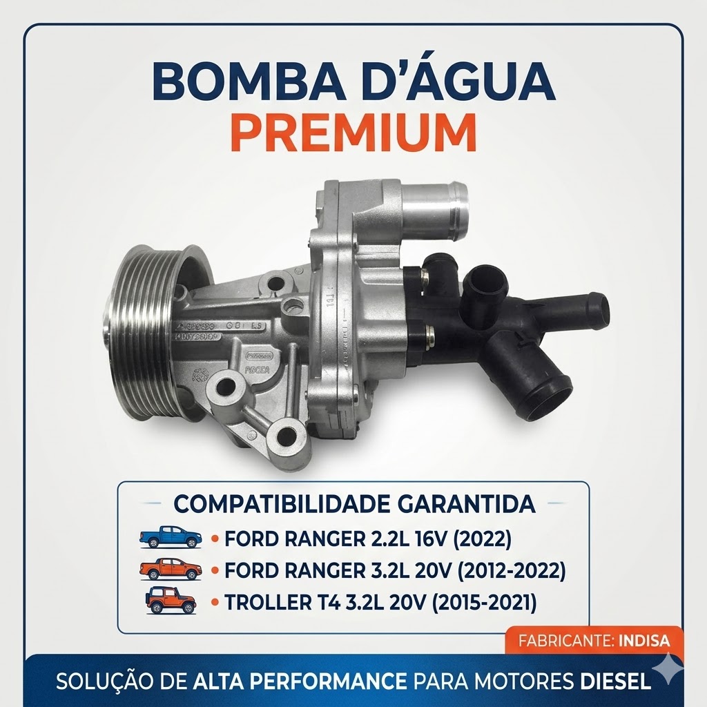 Bomba D'Água para Ford Ranger e Troller T4 - Indisa - 204531