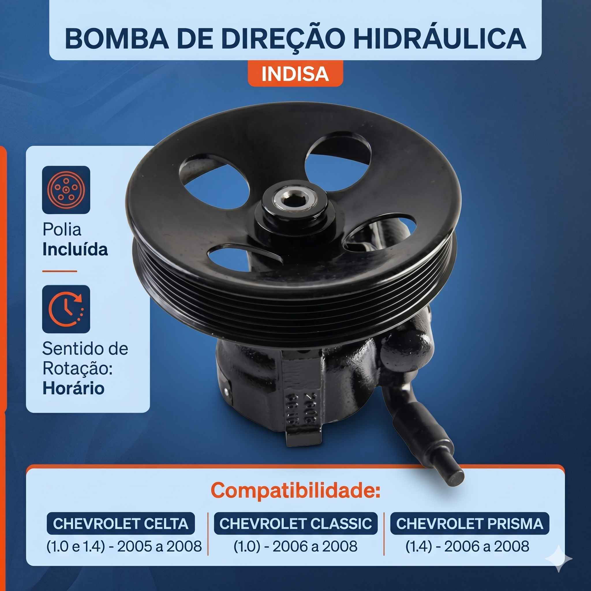 Bomba de Direção Hidráulica - Indisa - DH252104