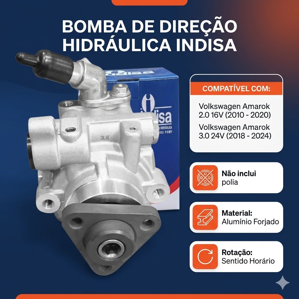Bomba de Direção Hidráulica para Volkswagen Amarok - Indisa - DH454114