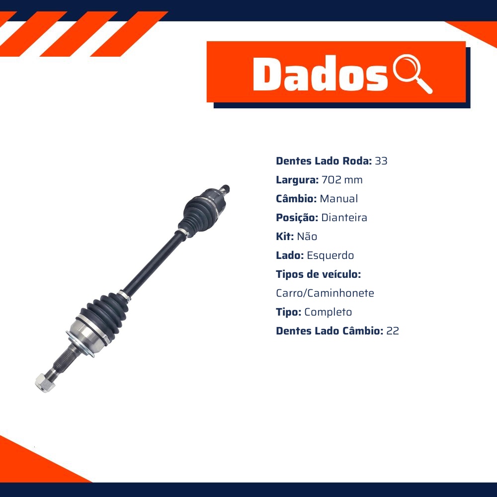 Semi Eixo Dianteiro Completo Lado Esquerdo para Chevrolet Onix e Onix Plus - Cofap - SEC04431