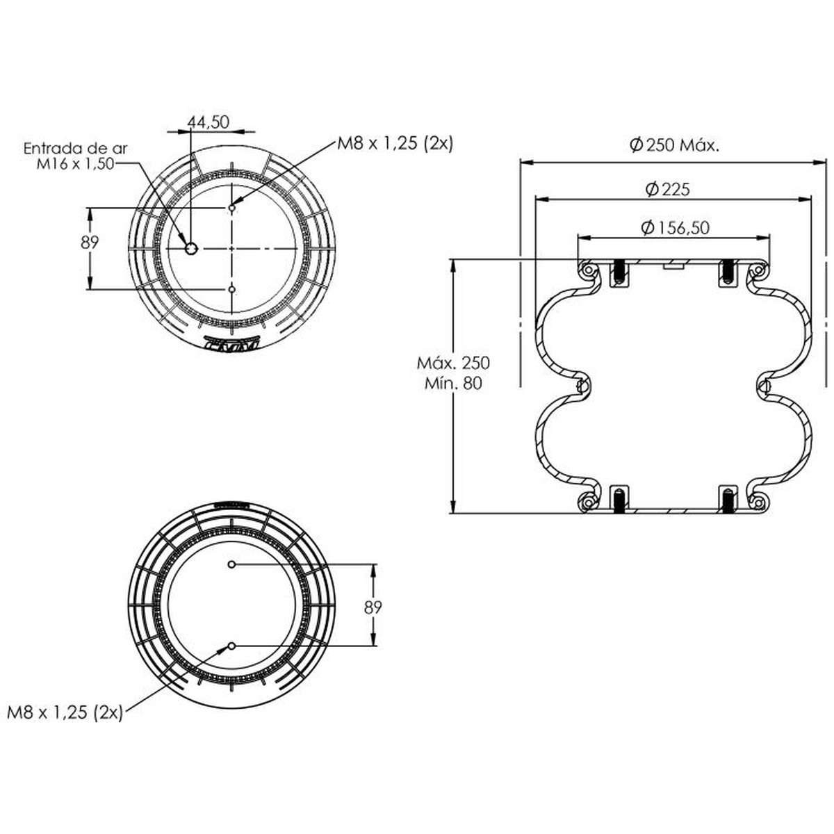 Mola Pneumática para Eixo de Suspensão 2 Gomos - Cofap - MPC78302