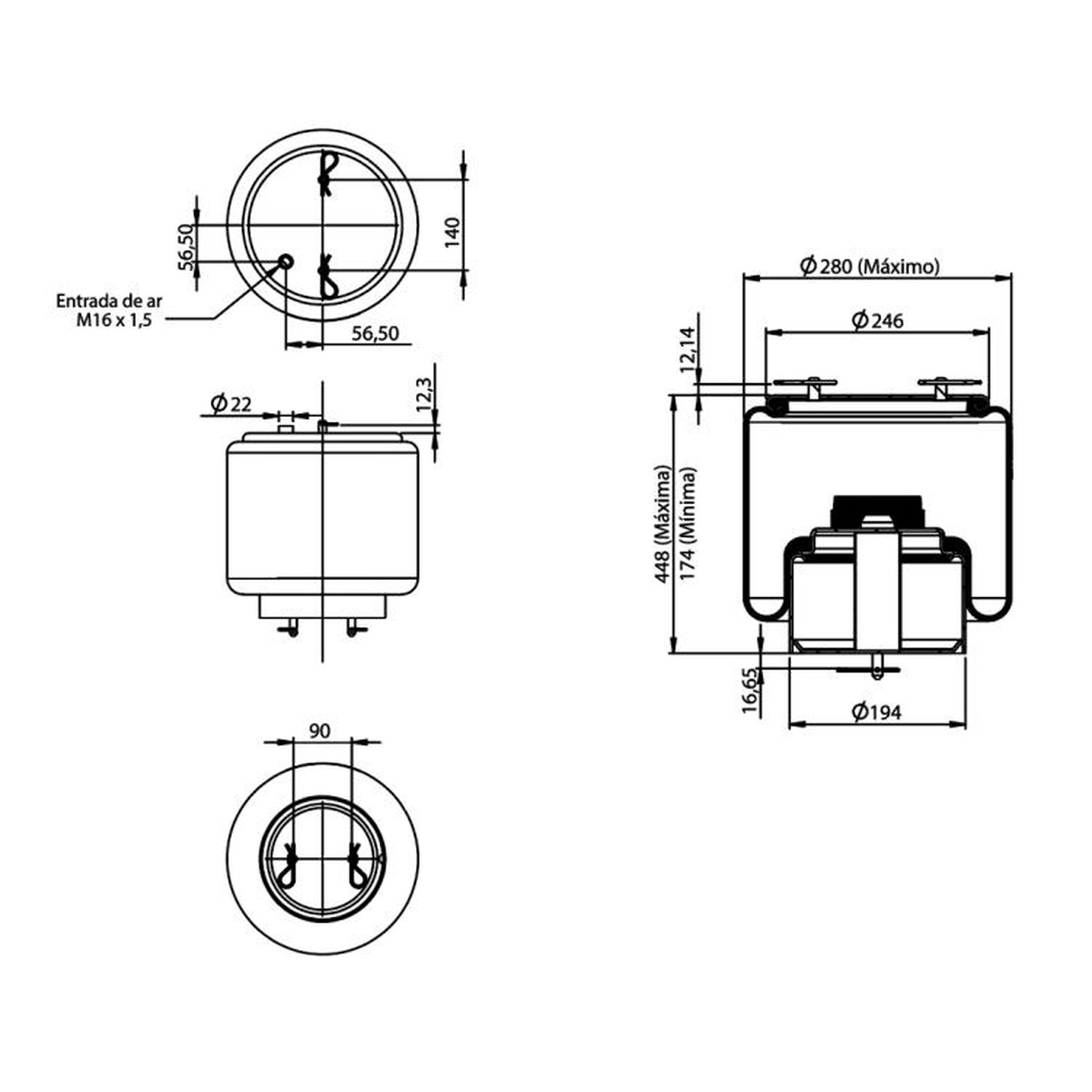 Bolsa Ar Suspensão Dianteira para Scania K270 - Cofap - MPC06310