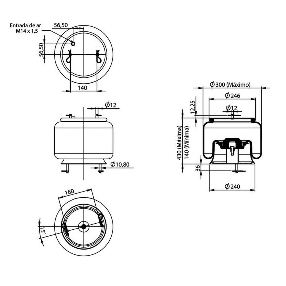 Bolsa Ar Suspensão Dianteira para Scania L94 - Cofap - MPC06311