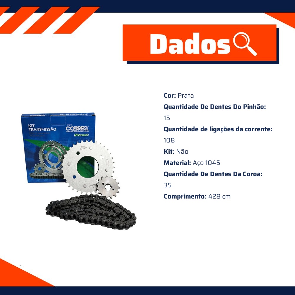 Kit Transmissão para Honda Biz 100 - Cobreq - 0001-KR
