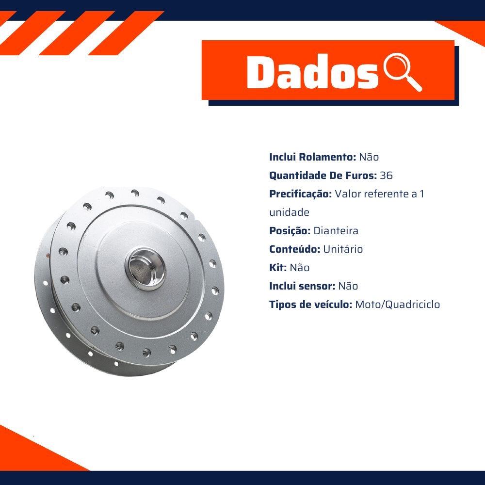 Cubo de Roda Dianteiro 36 Furos sem Rolamento para Honda CG 125 - Cobreq - 0006-CB