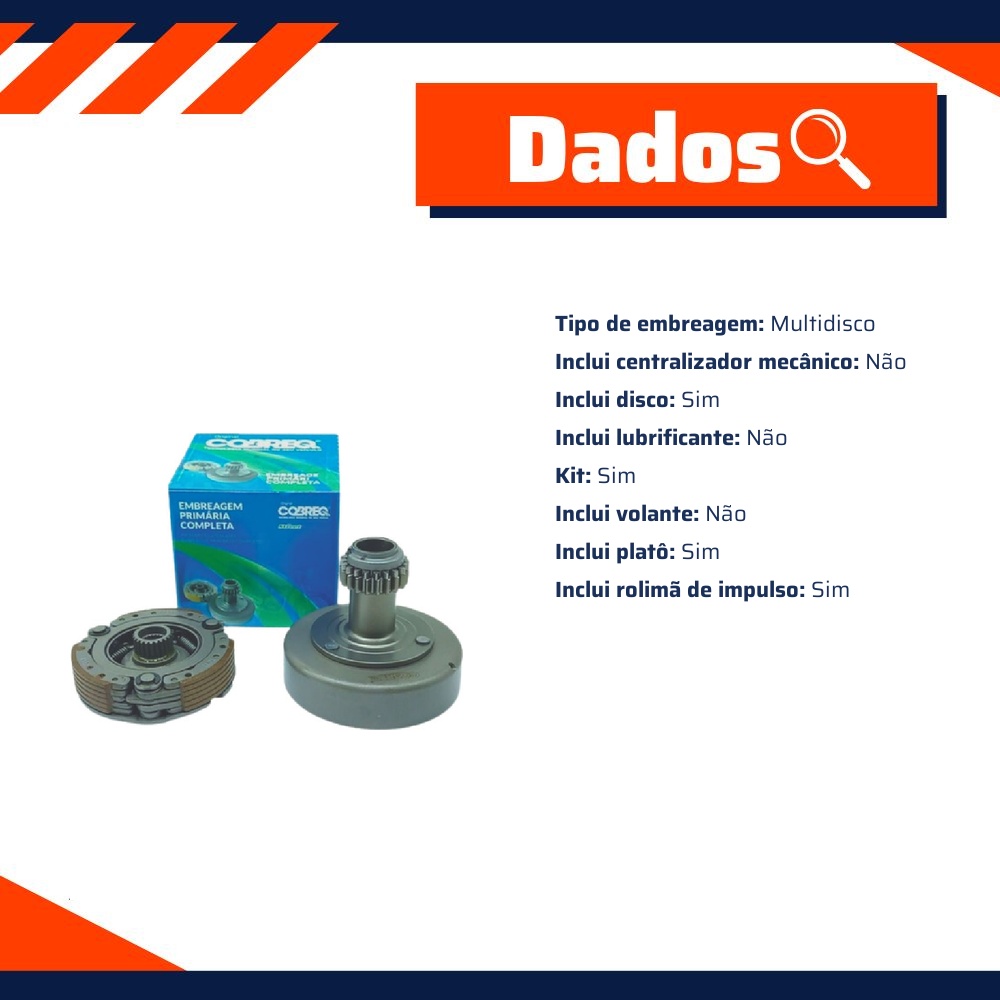 Kit Embreagem Primária Completa para Honda Biz 100 e C 100 Dream - Cobreq - 0017-KE