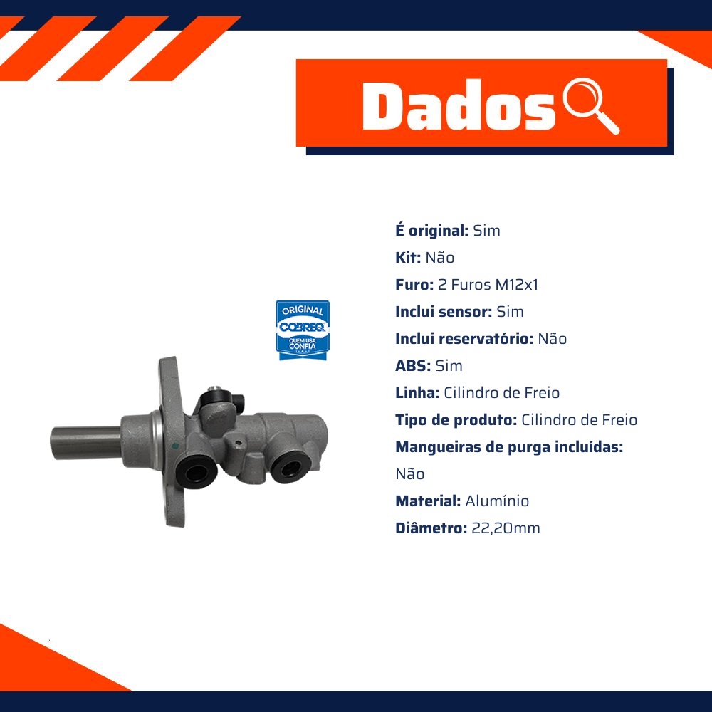 Cilindro Mestre Duplo para Volkswagen Crossfox e FOX - Cobreq - 0059-CM