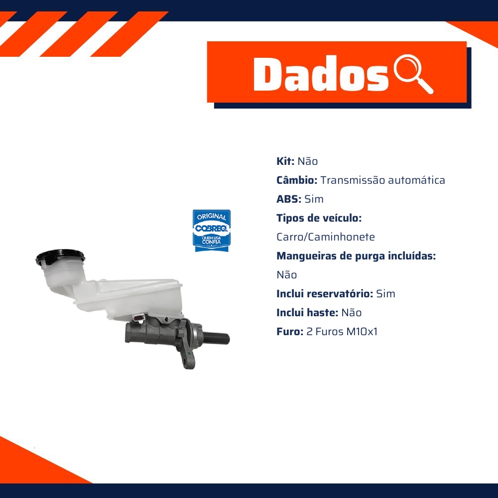 Cilindro Mestre Duplo para Chevrolet S10 e Trailblazer - Cobreq - 0063-CM