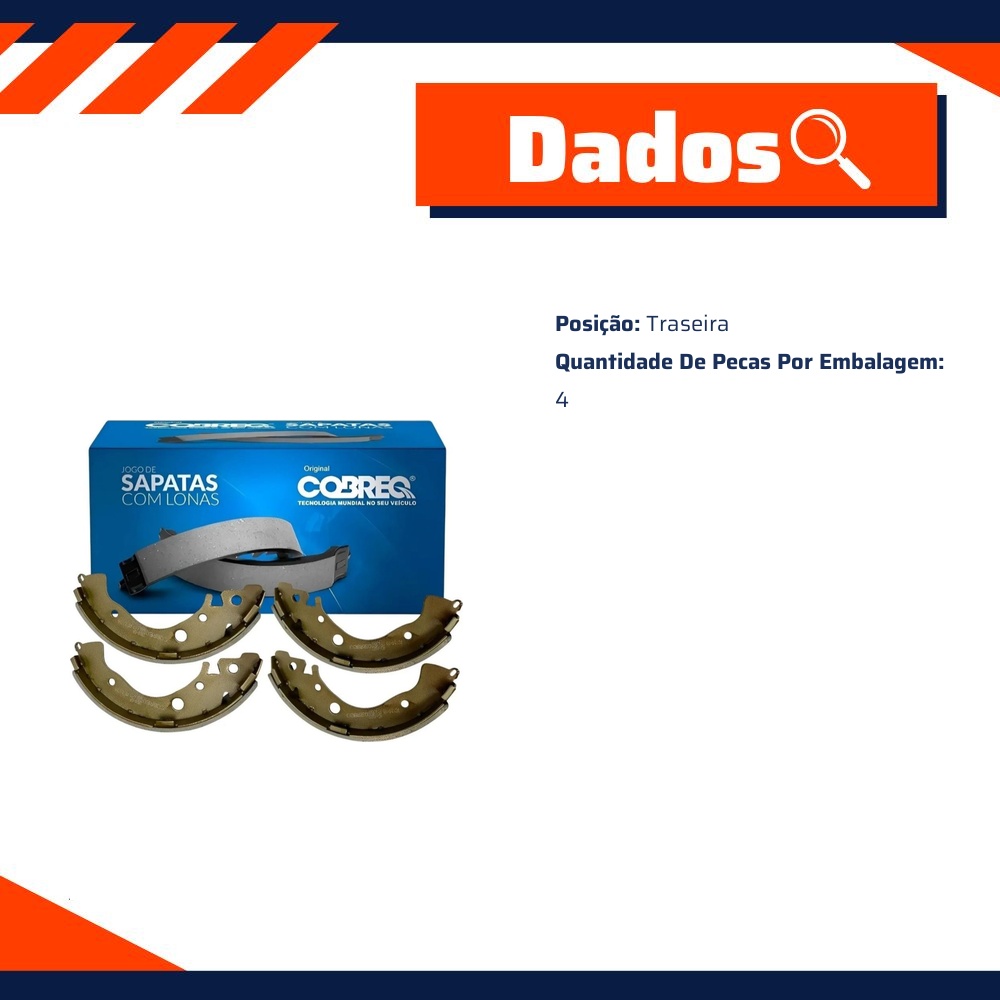 Sapata de Freio Traseira para Honda City e FIT - Cobreq - 2824-CP