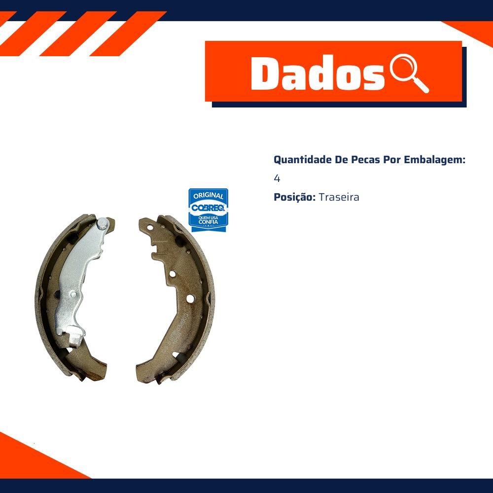 Sapata de Freio Traseira para Fiat Mobi - Cobreq - 2826-CPA