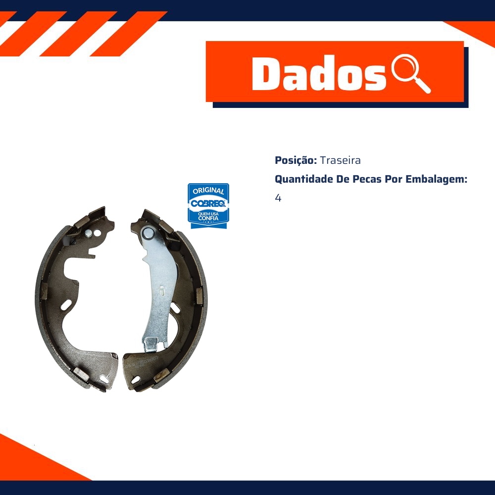 Sapata de Freio Traseira para Fiat Toro - Cobreq - 2829-CPA