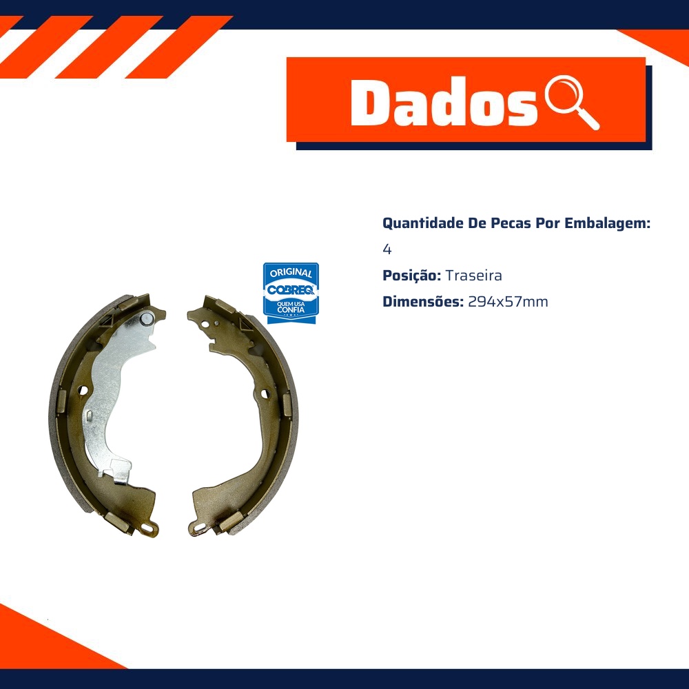 Sapata de Freio Traseira para Fiat Toro - Cobreq - 2832-CPA