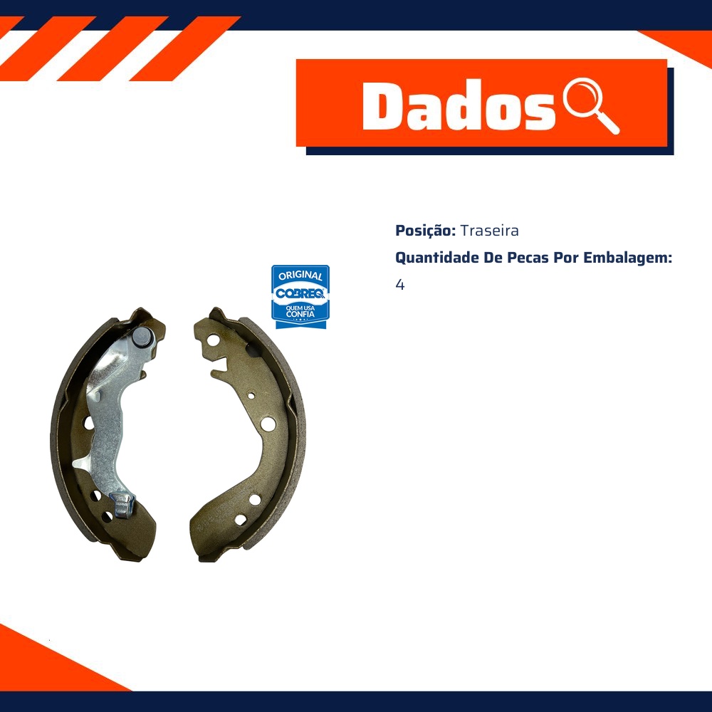 Sapata de Freio Traseira para Honda City e FIT - Cobreq - 2854-CPA