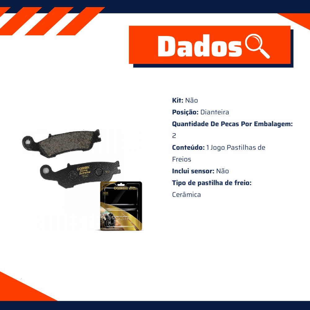 Pastilha de Freio Cerâmica Dianteira para Yamaha YZ 250 e YZ 450 - Cobreq - N-1838C