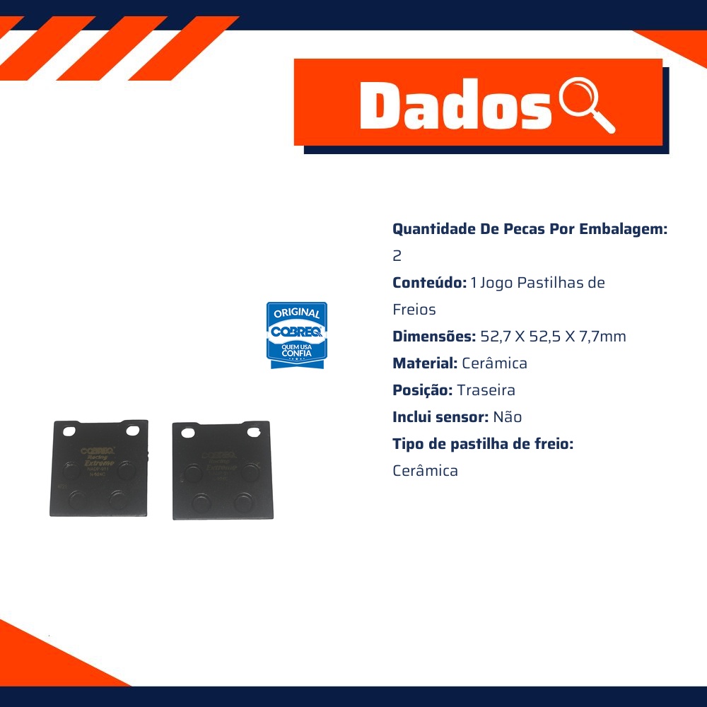 Jogo Pastilha de Freio Cerâmica Traseira - Cobreq - N-924C