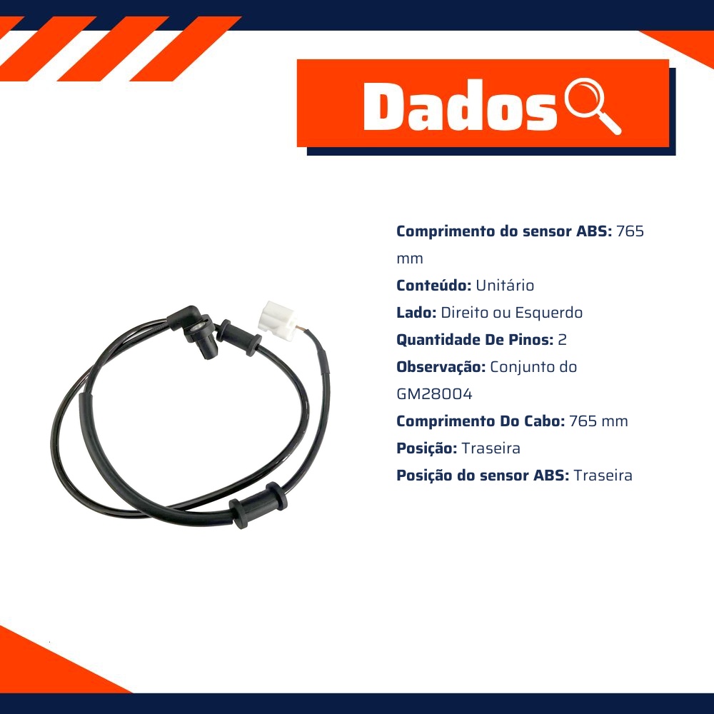 Sensor ABS Traseiro Direito ou Esquerdo para Yamaha MT-03 e R3 - Gauss - GM28005