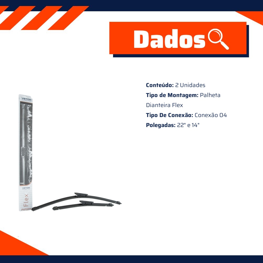 Palheta Dianteira Flex para Citroen C3 - Vetor - PVF2214