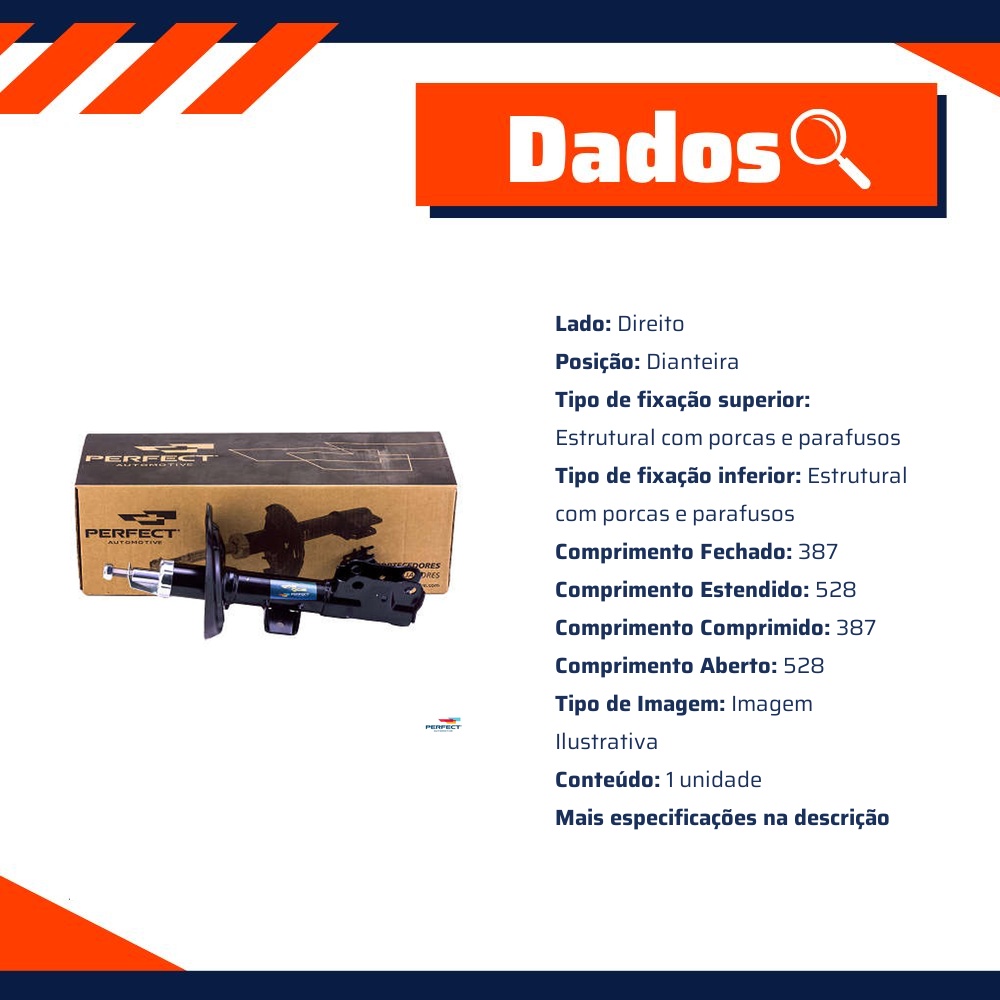 Amortecedor Dianteiro Direito da Suspensão para Toyota Rav4 - Perfect - AMD0722