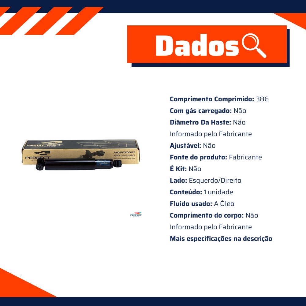 Amortecedor Dianteiro Direito ou Esquerdo da Suspensão - Perfect - AMD3193
